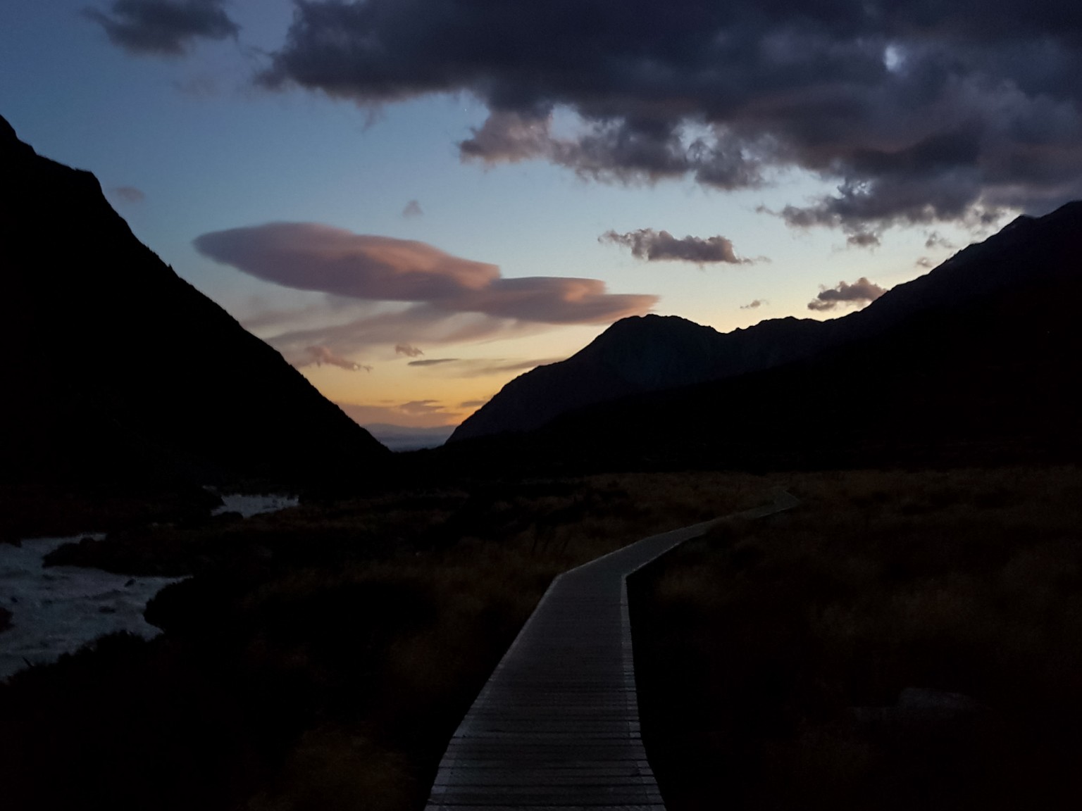 Sonnenuntergang Hooker Valley Track
