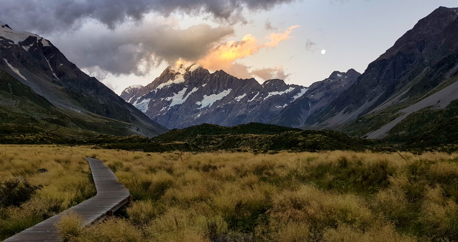 Sonnenuntergang auf dem Hooker Valley Track